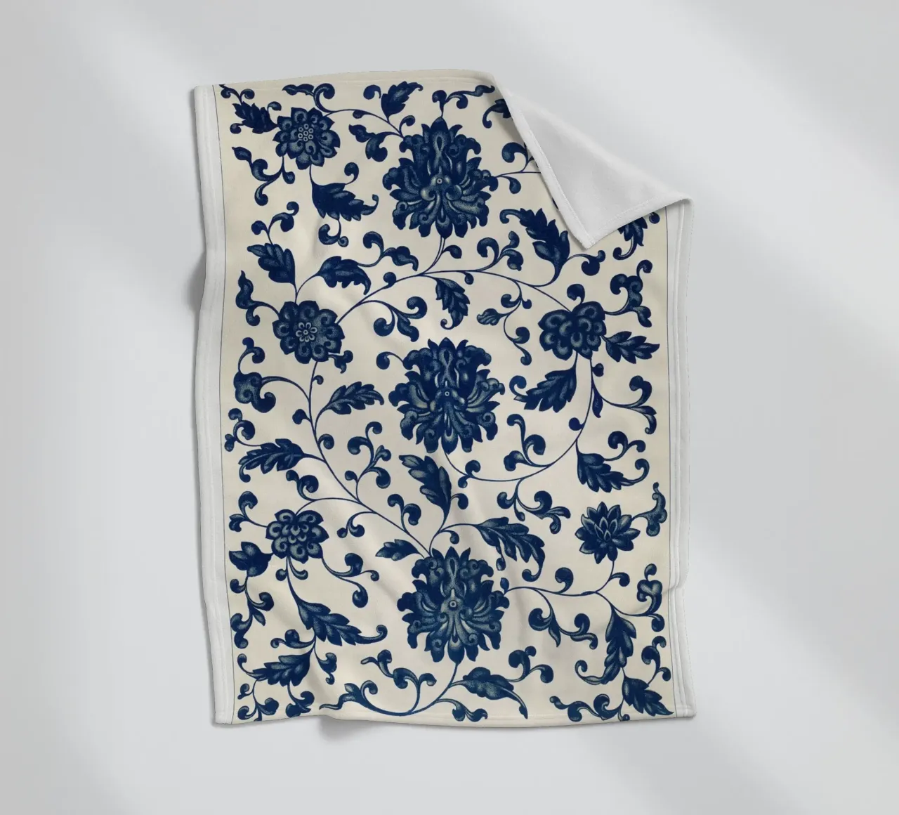 Blue flower pattern fleece blanket by vintageshop