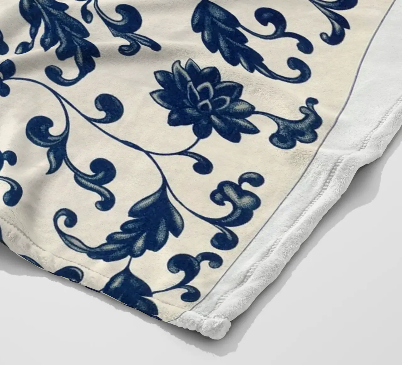 Blue flower pattern fleece blanket by vintageshop