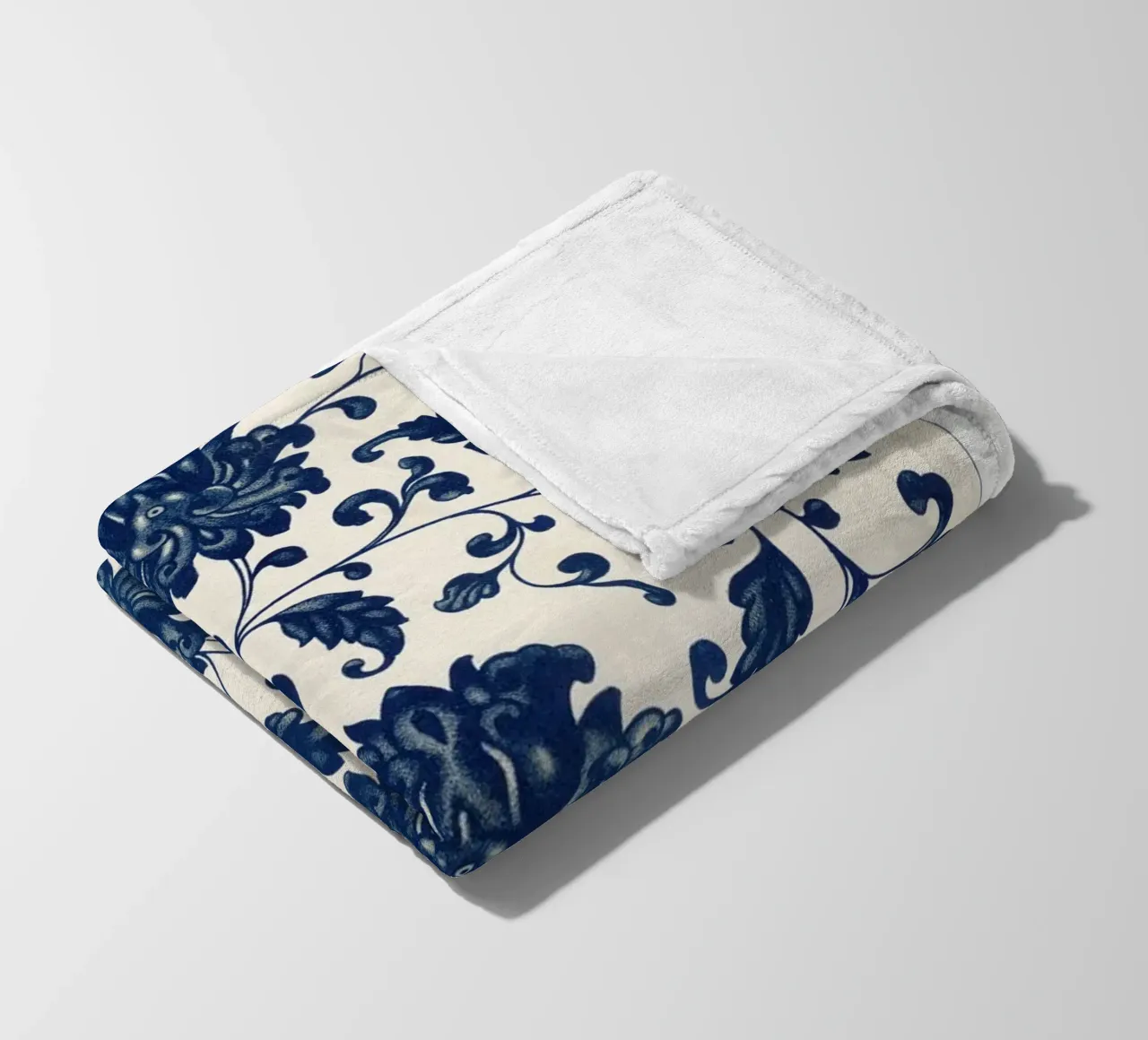 Blue flower pattern fleece blanket by vintageshop