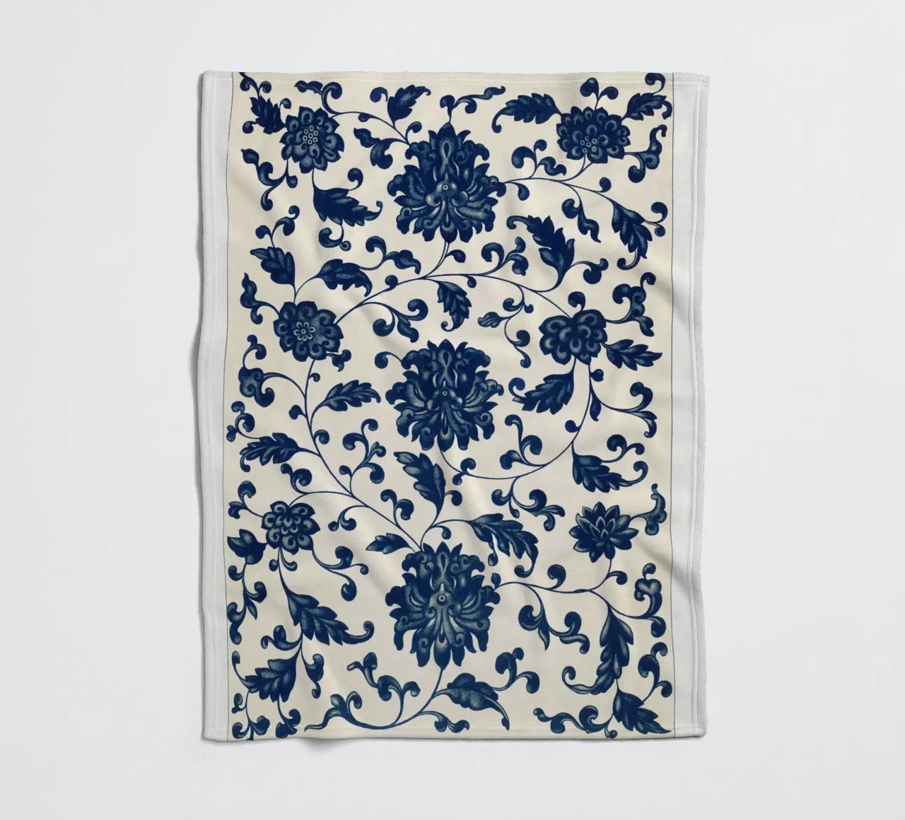 Blue flower pattern fleece blanket by vintageshop