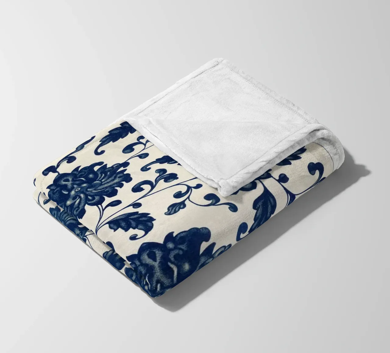 Blue flower pattern fleece blanket by vintageshop