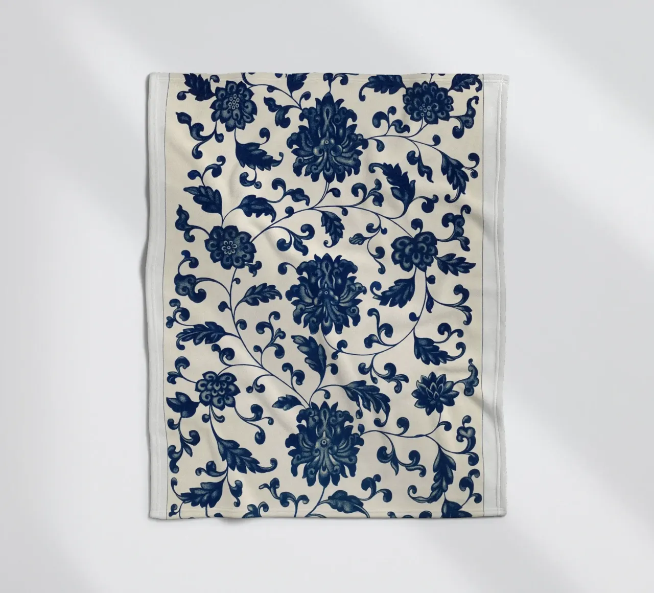 Blue flower pattern fleece blanket by vintageshop