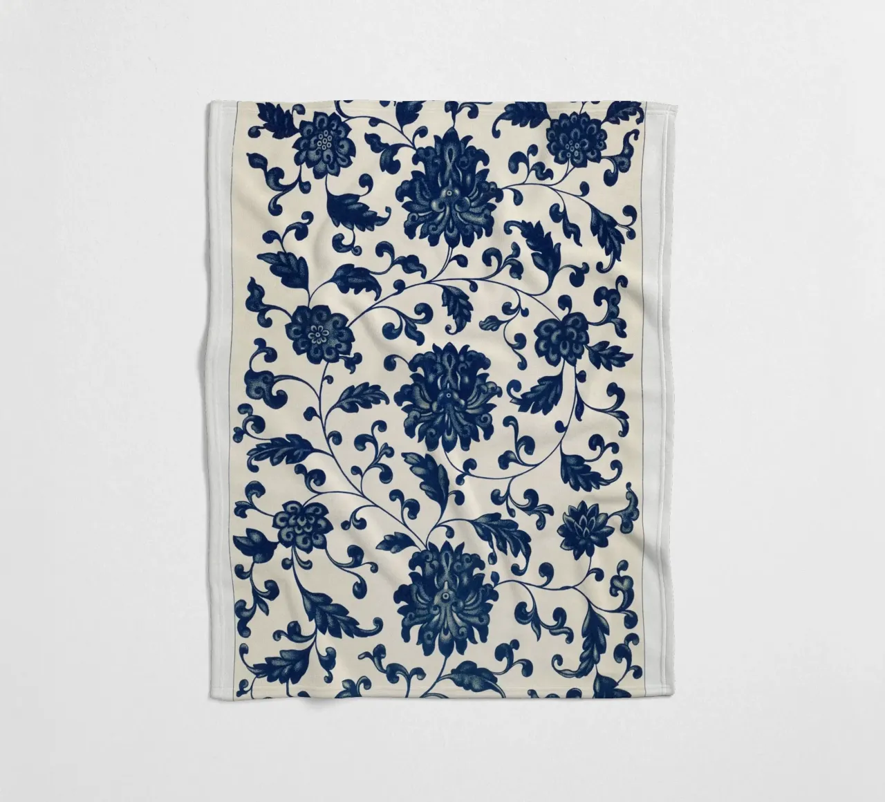 Blue flower pattern fleece blanket by vintageshop