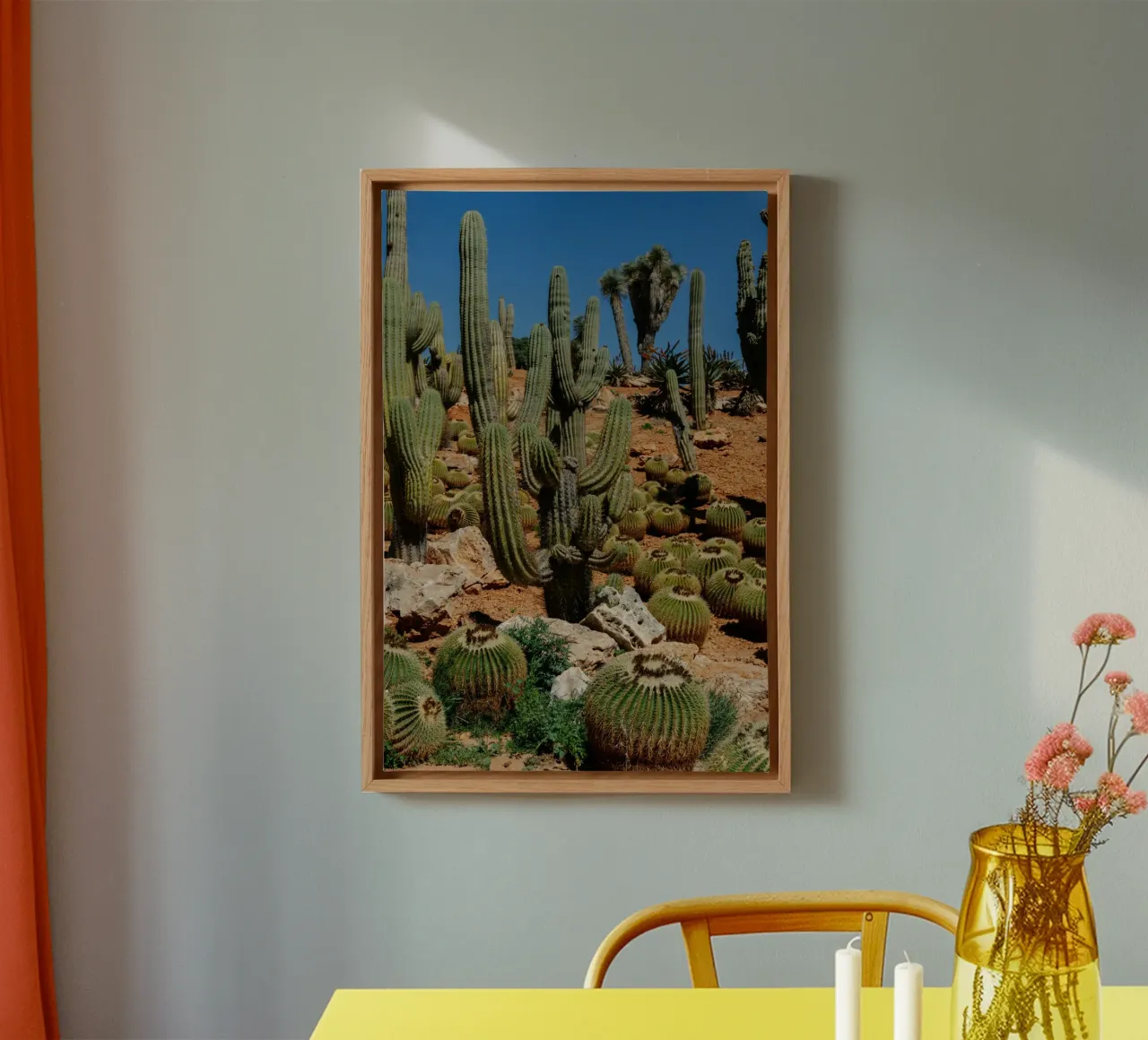 cactus desert plants canvas with Floater frame by Earthly Visions
