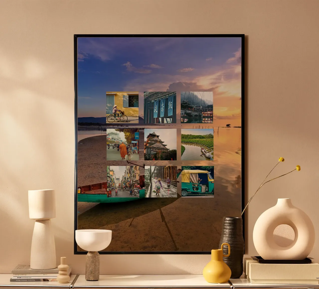 Travel-Memories (by you) poster con telaio in alluminio da FXDK