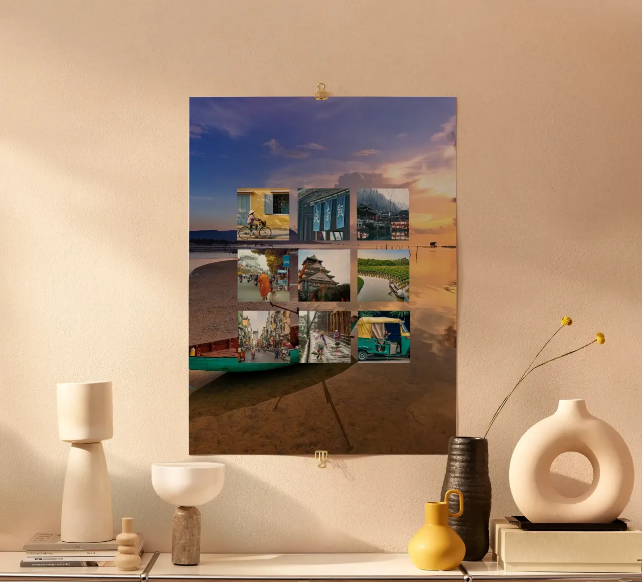 Travel-Memories (by you) poster con telaio in alluminio da FXDK