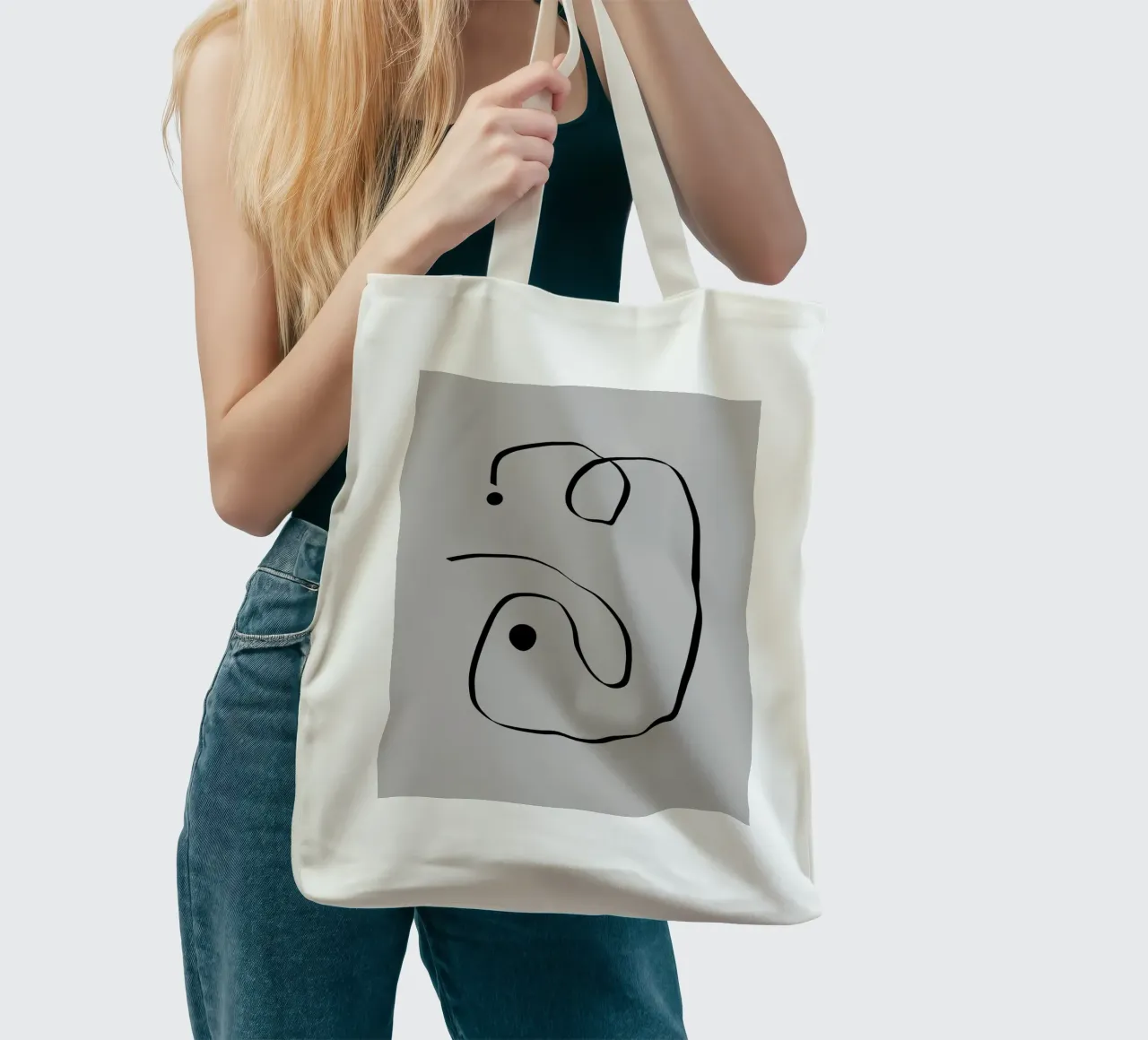 Figure with lines in taupe I borsa in juta da Imaginative