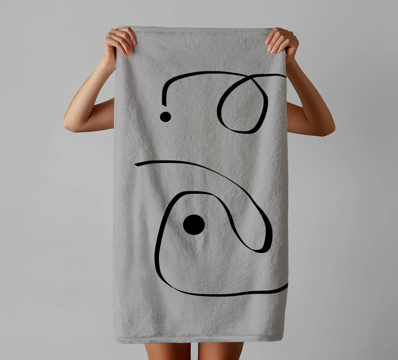 Figure with lines in taupe I Handtuch von Imaginative