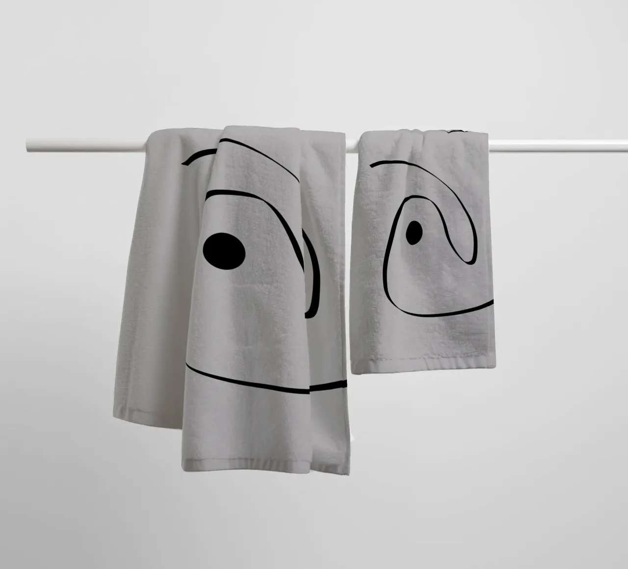 Figure with lines in taupe I badhanddoek van Imaginative