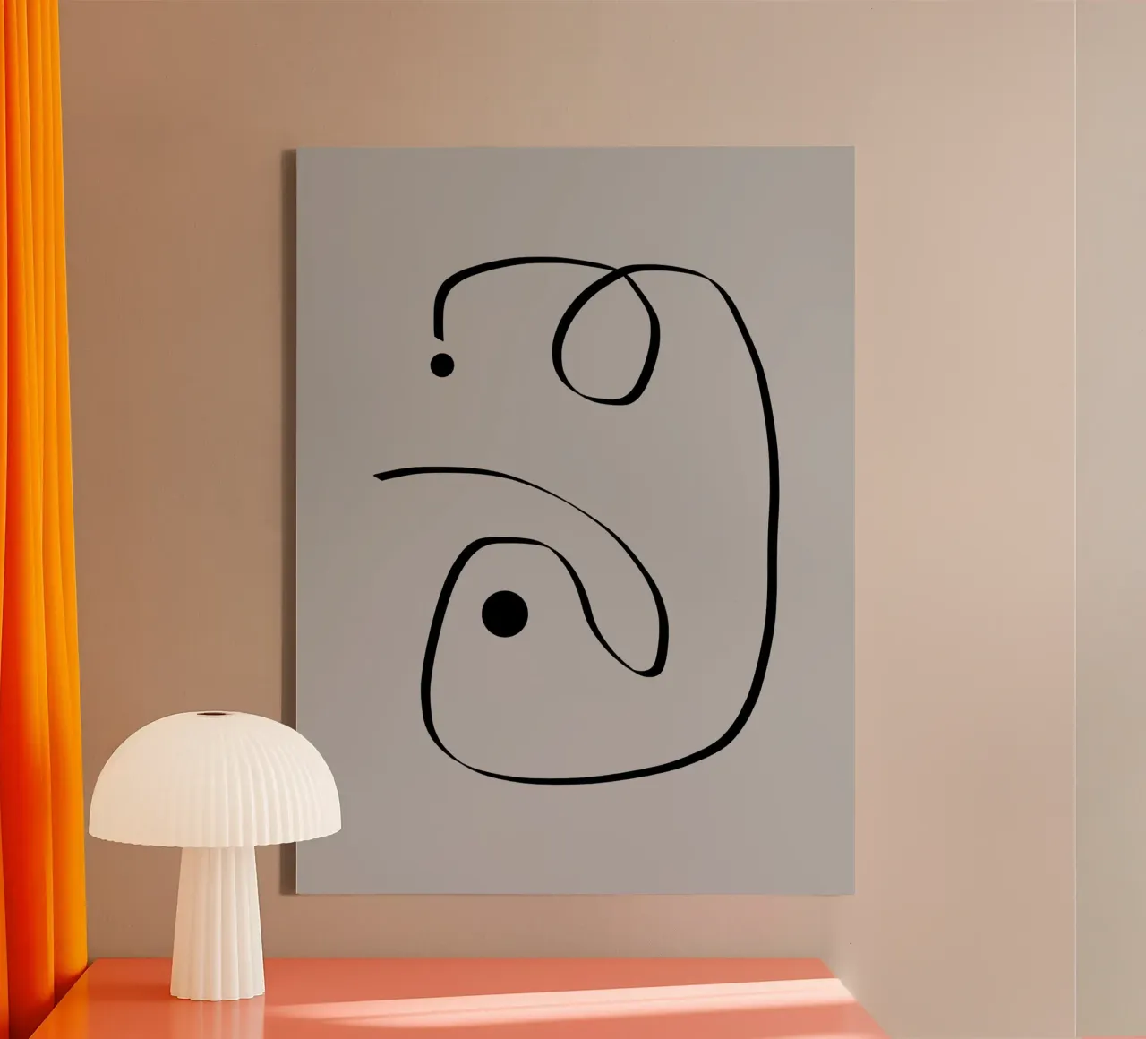 Figure with lines in taupe I canvas by Imaginative