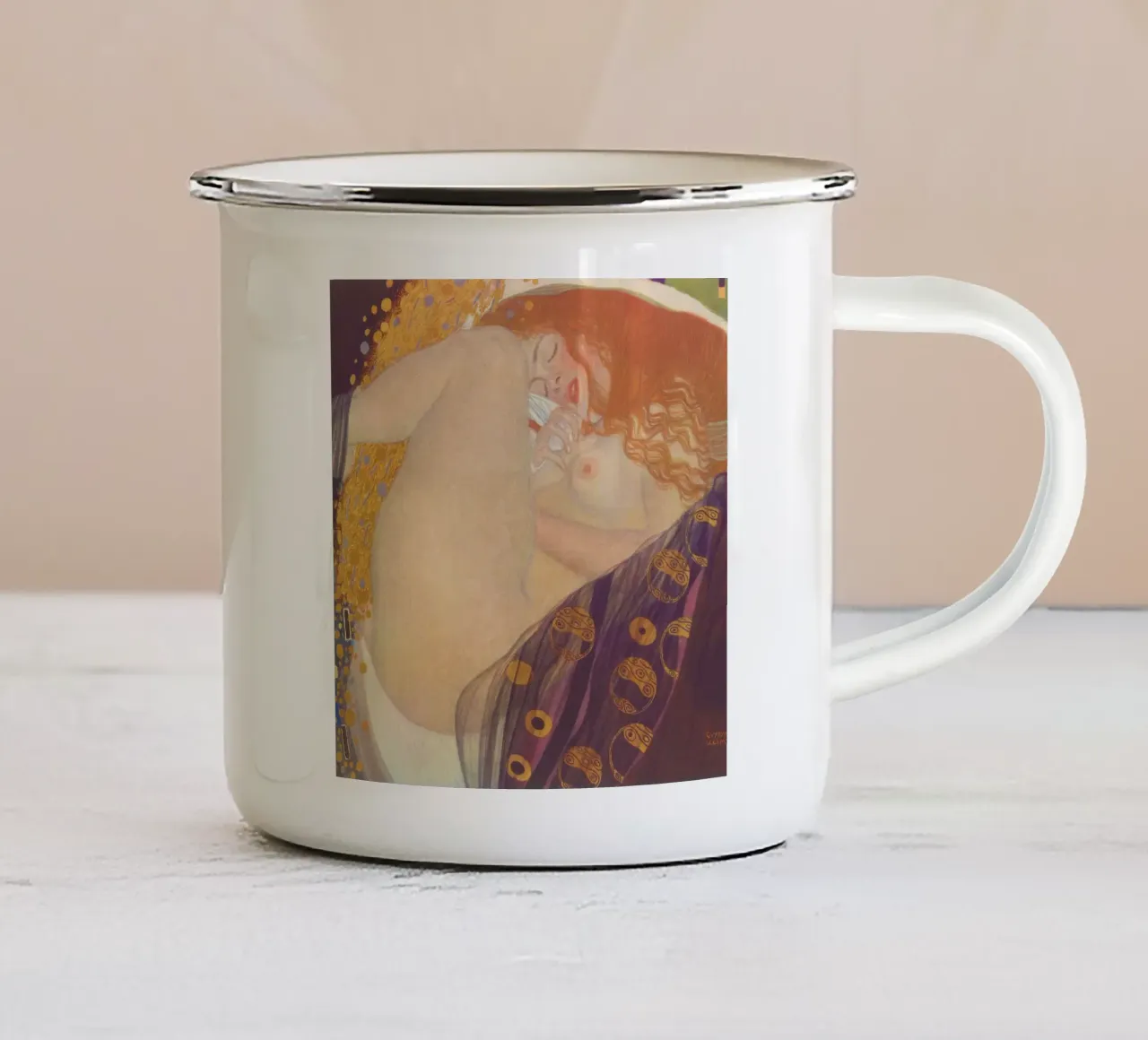 Danaë Gustav Klimt tazza in smalto da Venus Art