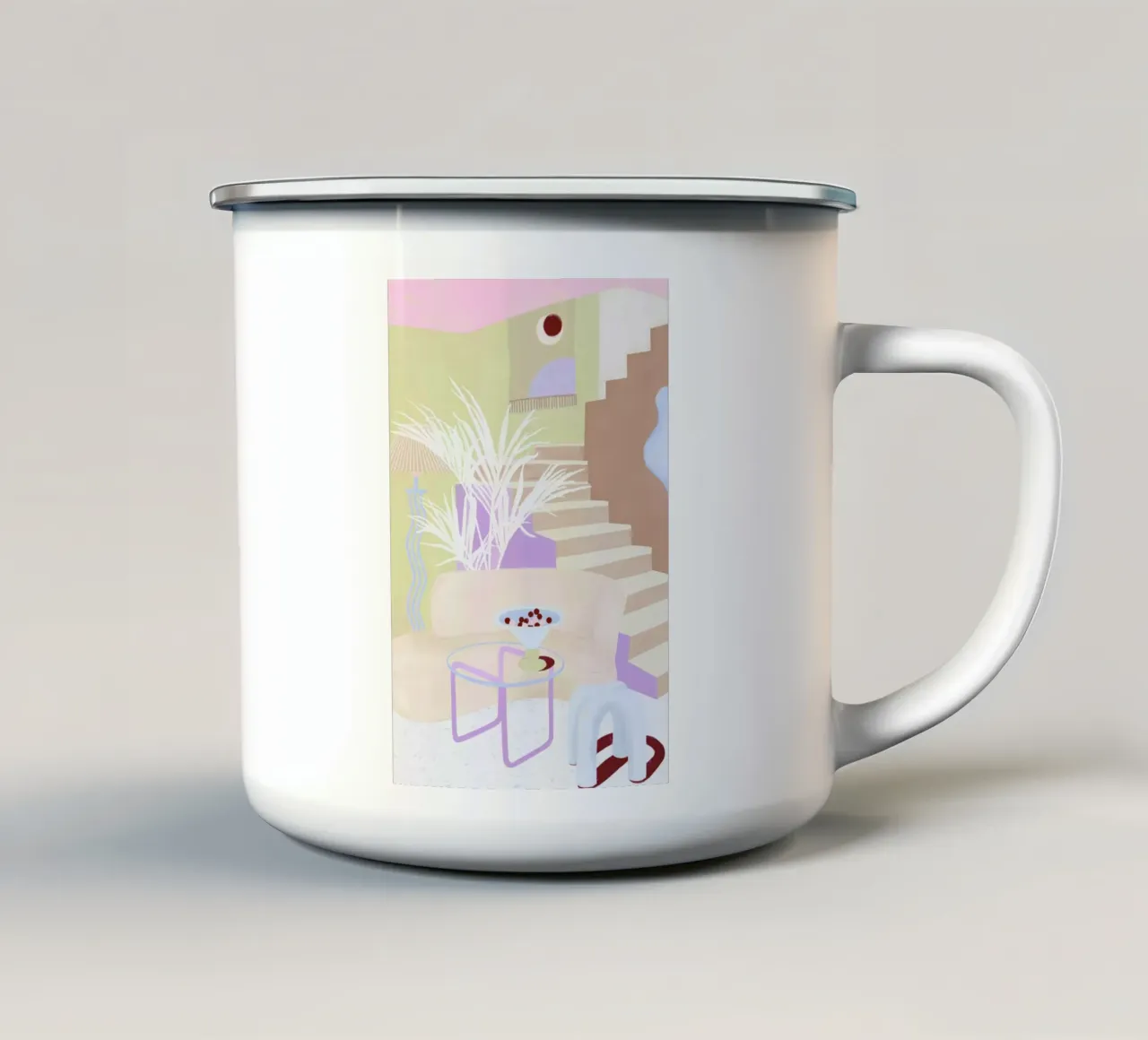 Stairs 4 enamel mug by Frauke Schyroki