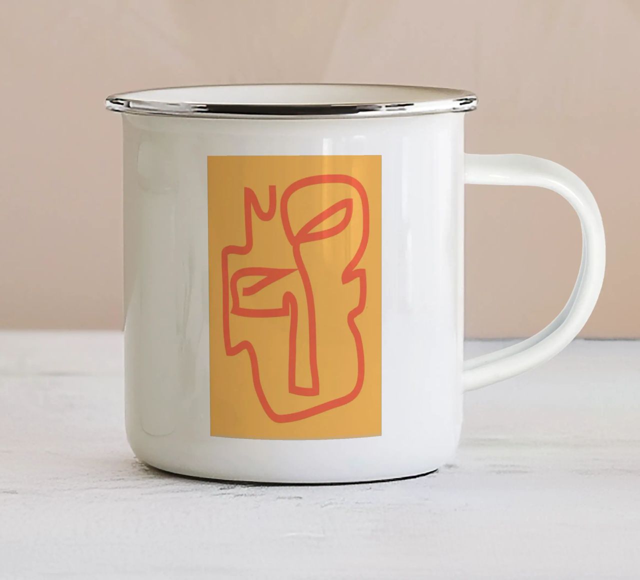 Volto astratto minimale tazza in smalto da ThingDesign