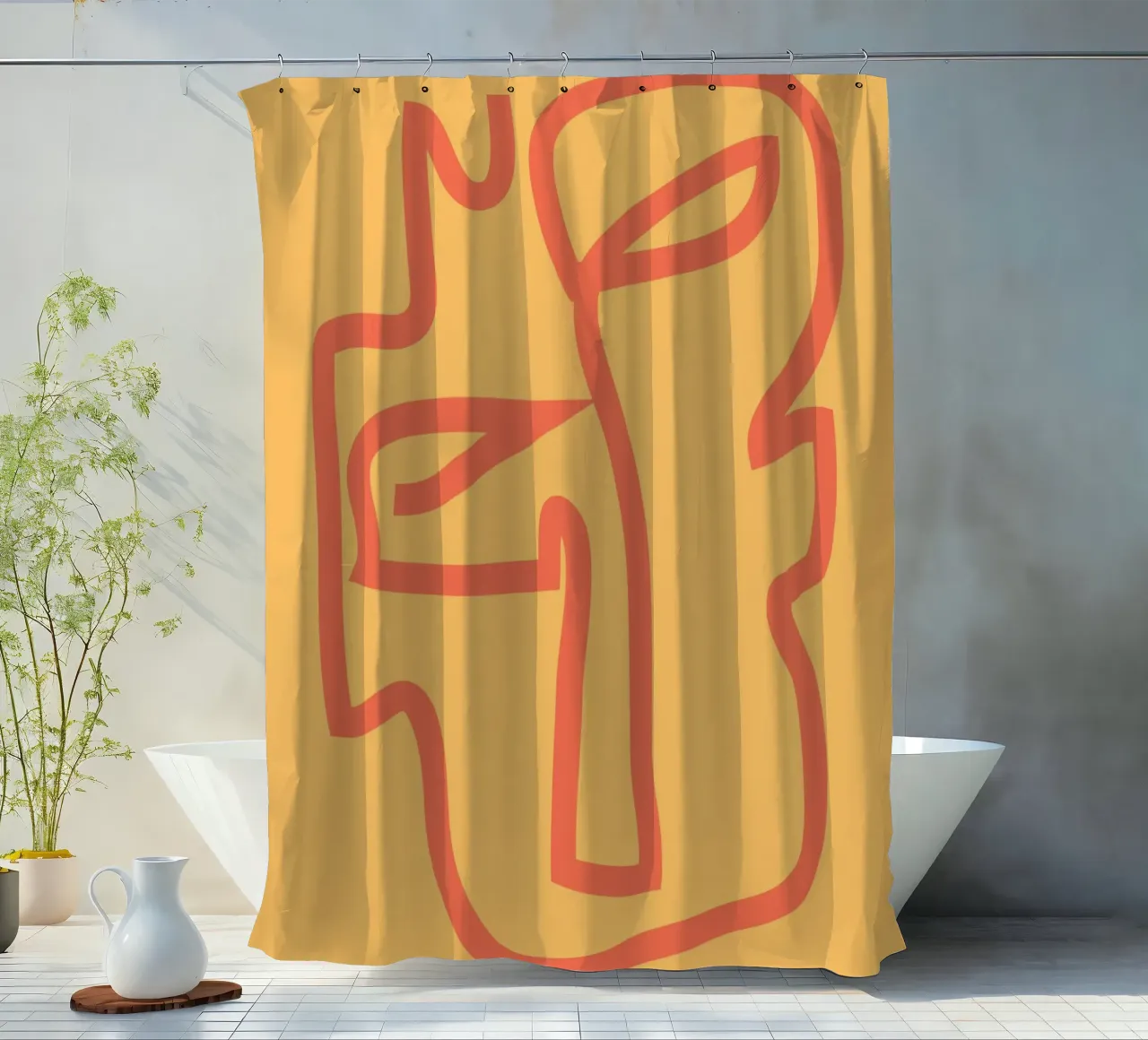Minimales abstraktes Gesicht Duschvorhang von ThingDesign