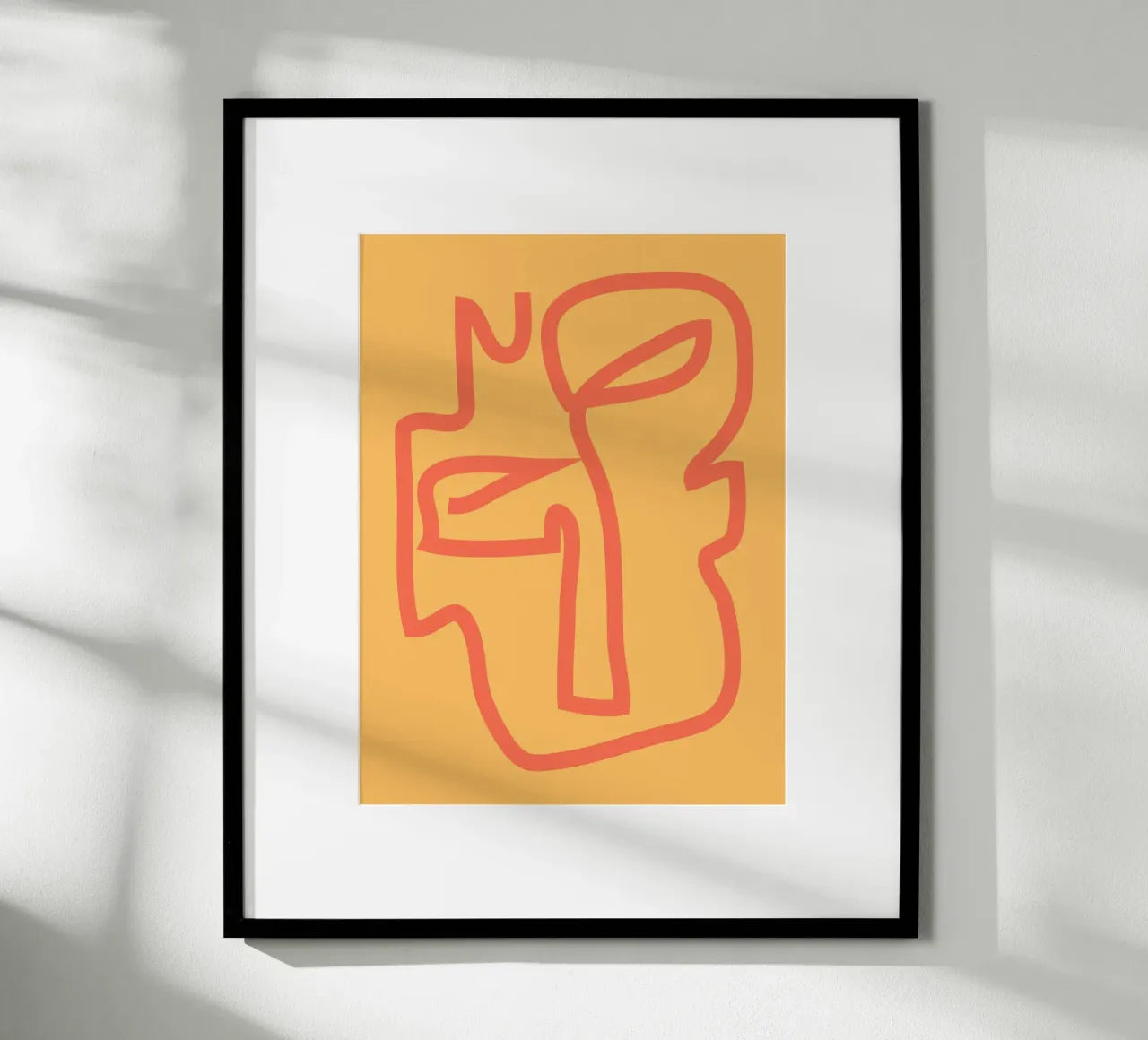 Visage abstrait minimal poster avec cadre en bois de ThingDesign