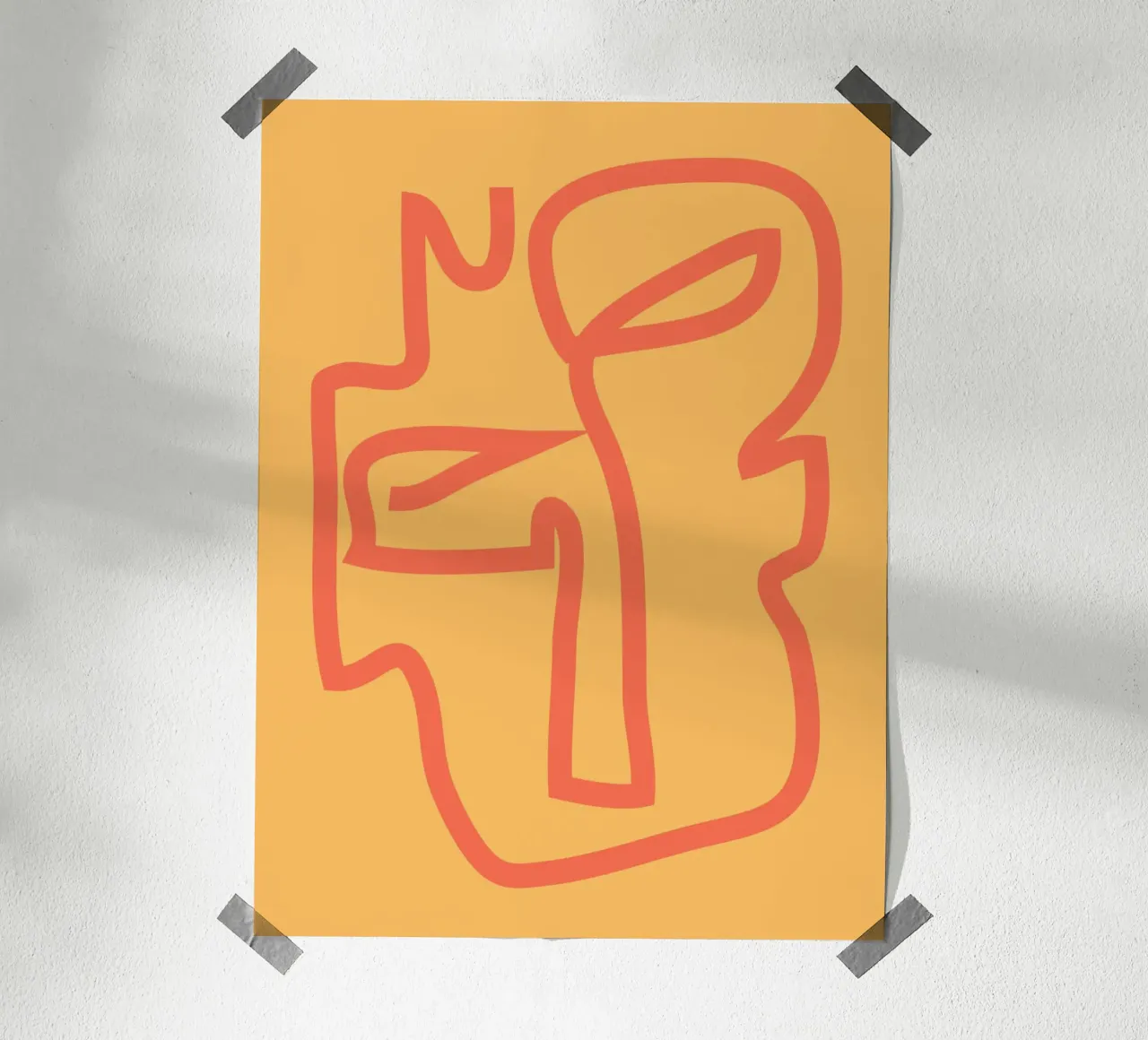 Visage abstrait minimal poster avec cadre en bois de ThingDesign