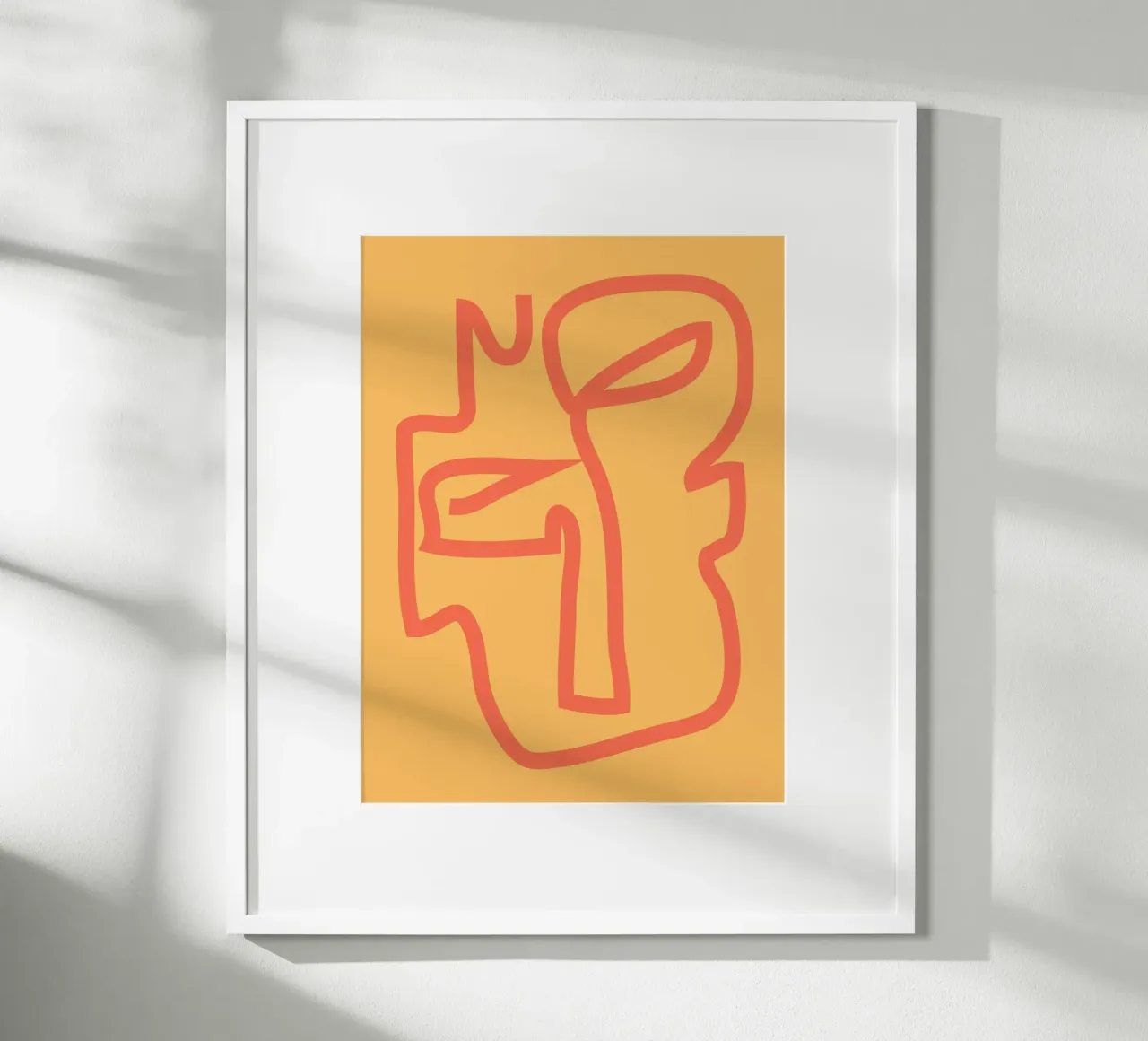 Visage abstrait minimal poster avec cadre en bois de ThingDesign