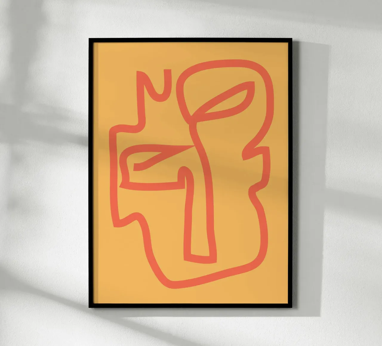 Visage abstrait minimal poster avec cadre en bois de ThingDesign