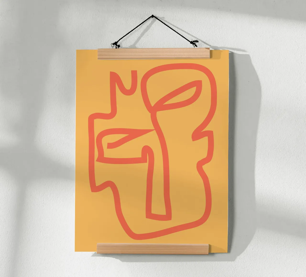 Visage abstrait minimal poster avec cadre en bois de ThingDesign