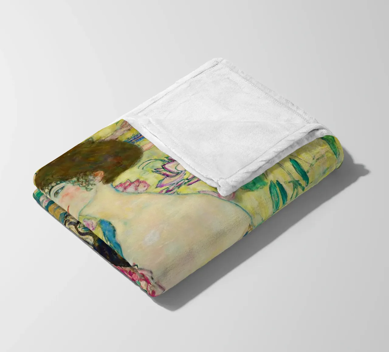 Lady with a Fan by Gustav Klimt fleece blanket by Venus Art