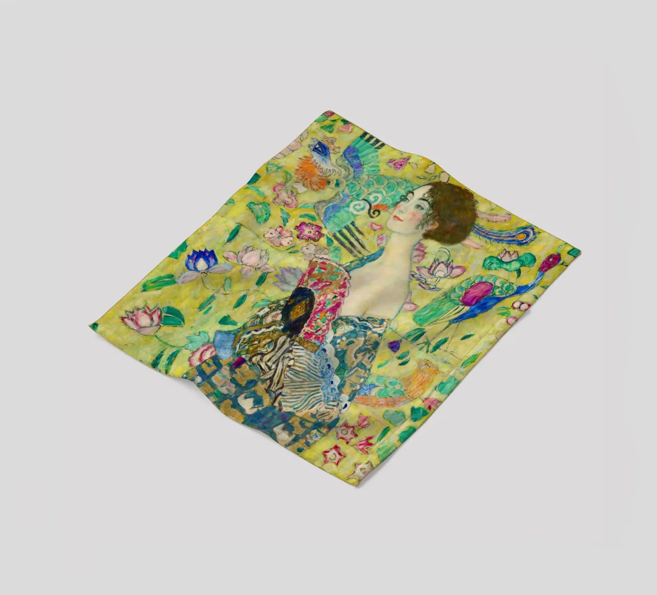 Lady with a Fan by Gustav Klimt fleece blanket by Venus Art