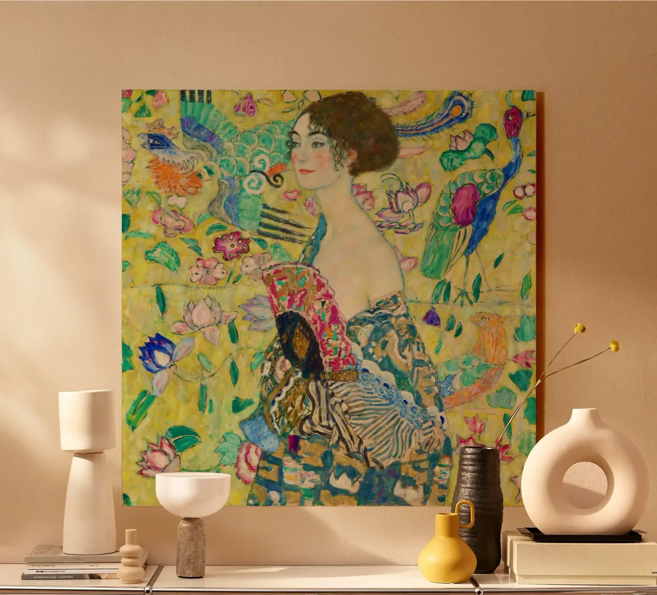 Lady with a Fan by Gustav Klimt acrylic glass by Venus Art