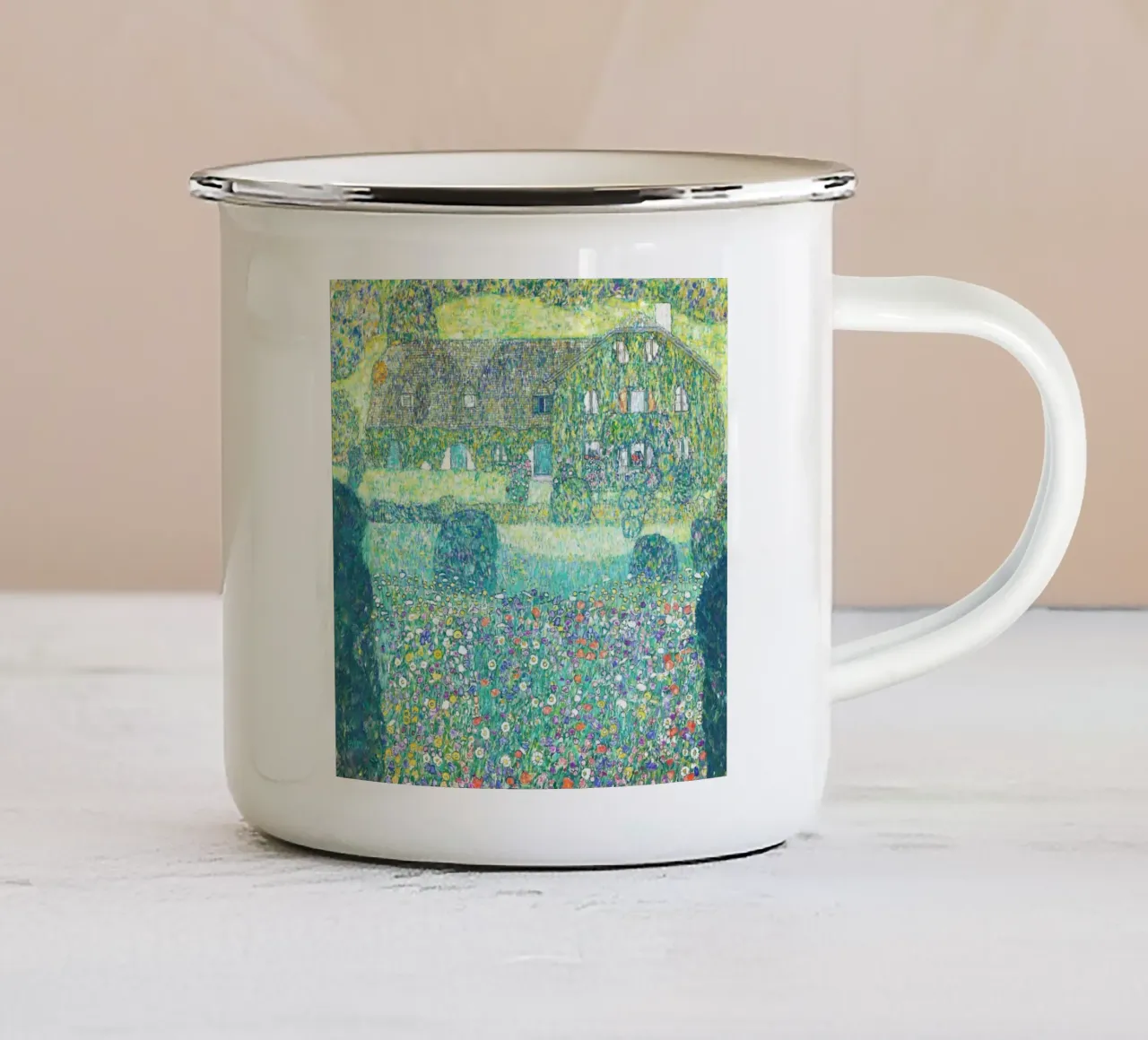 La casetta del guardaboschi a Weissenbach I di Gustav Klimt tazza in smalto da Gustav Klimt ART Prints
