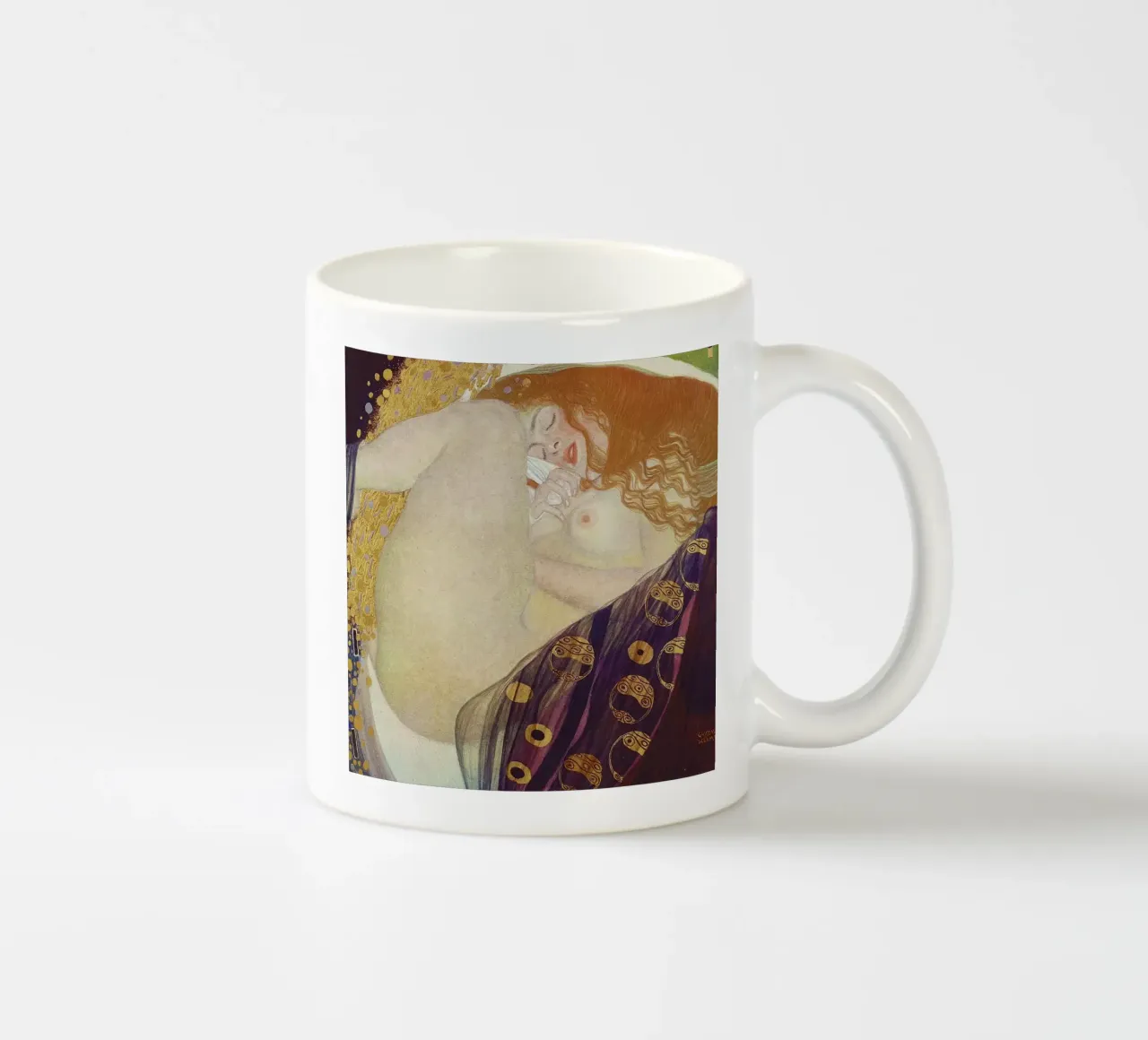 Danaë by Gustav Klimt (1907-08) - Erotic Symbolist Art Print ceramic mug by Gustav Klimt ART Prints