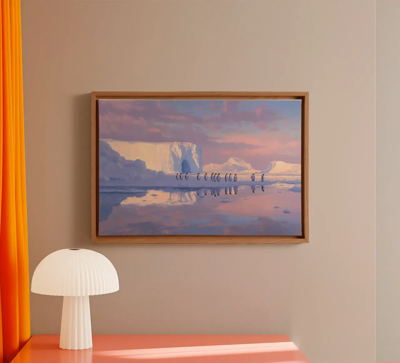 Antarctic Penguins canvas with Floater frame by Art Center