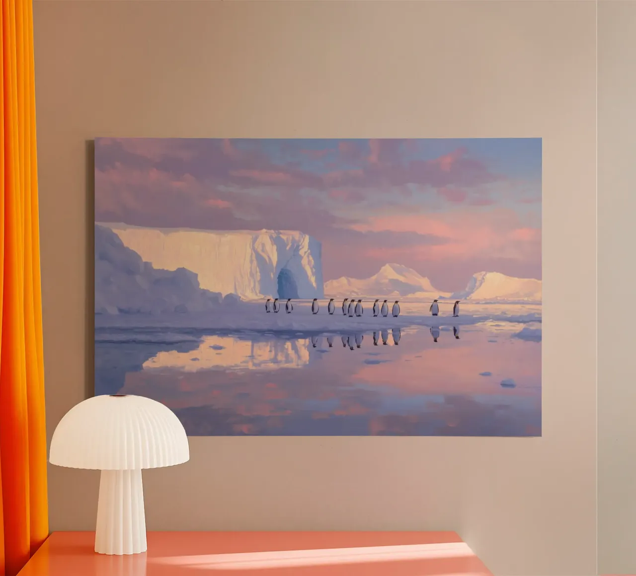 Antarctic Penguins canvas with Floater frame by Art Center