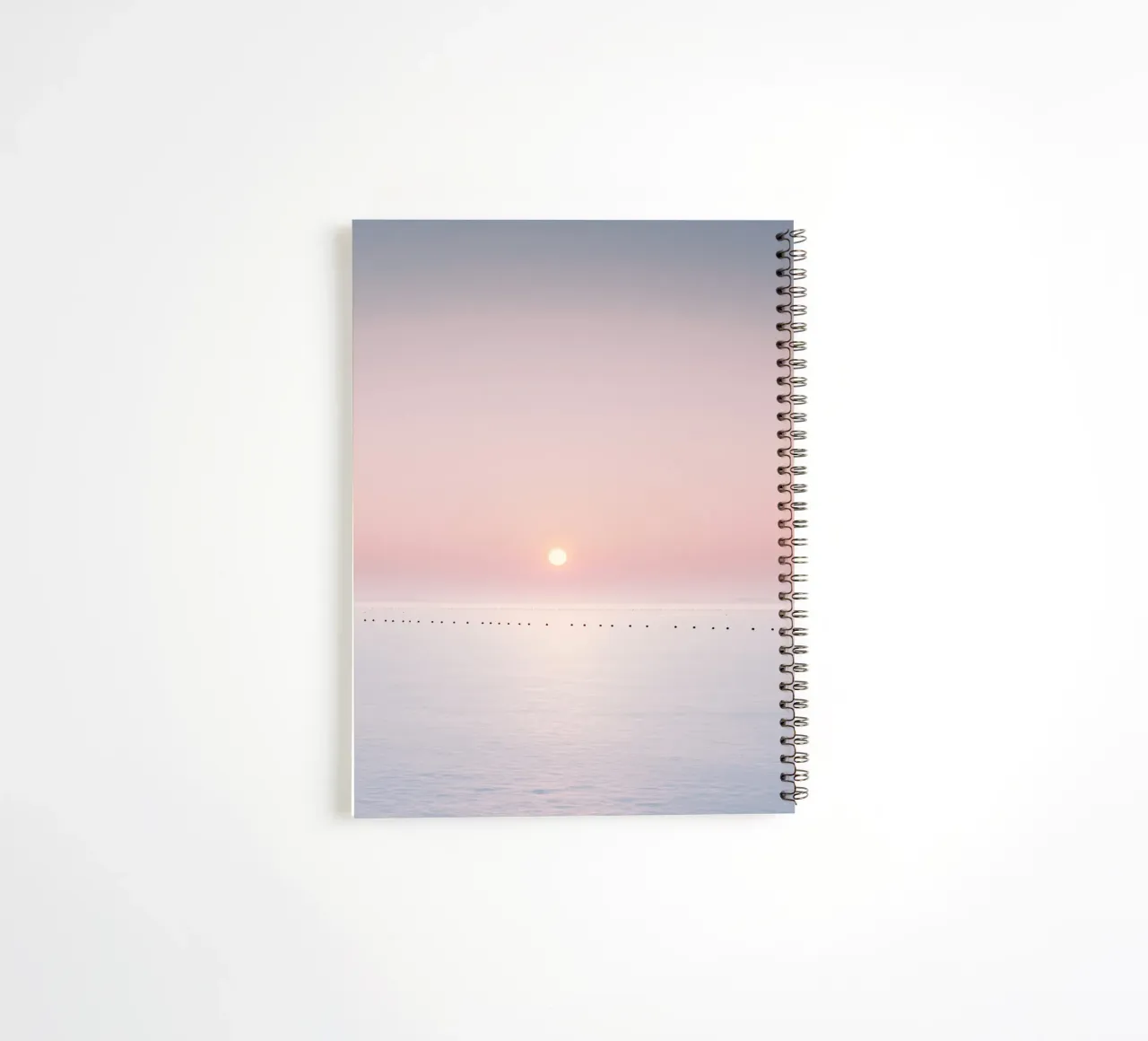 Minimalist Ocean Horizon with Pink Sunset spiral notebook by Indigo Tides Art