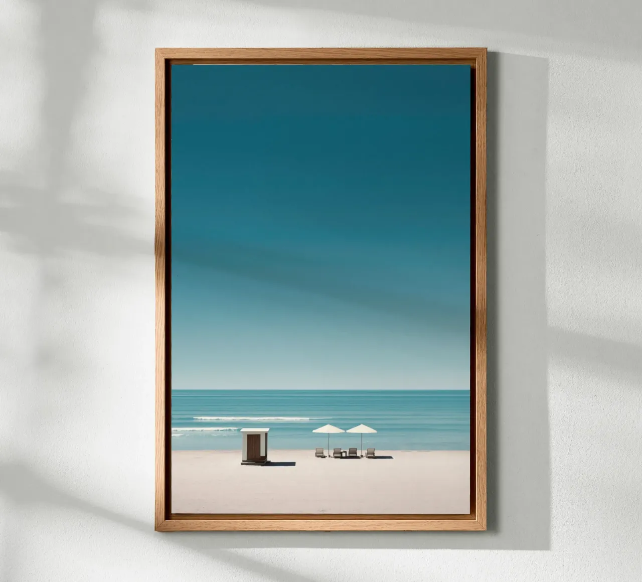 Spiaggia con Cabana tela con Cornice a cassetta da Indigo Tides Art