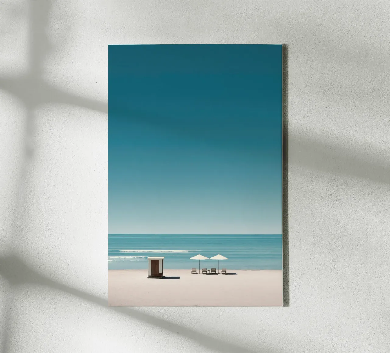 Spiaggia con Cabana tela con Cornice a cassetta da Indigo Tides Art