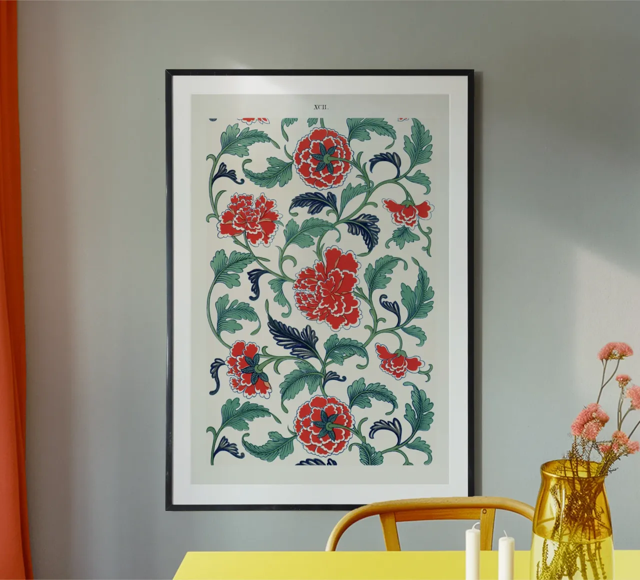 Red floral pattern, Examples of Chinese carta hahnemühle da vintageshop