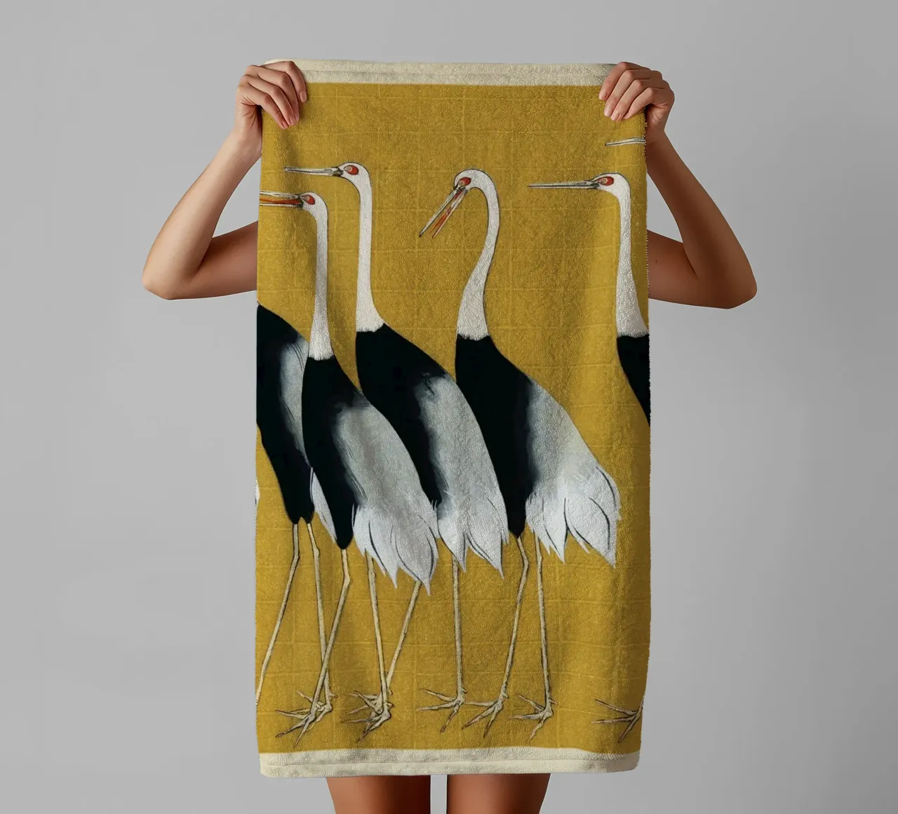 A traditional portrait of a flock of beautiful Japanese asciugamano da bagno da vintageshop