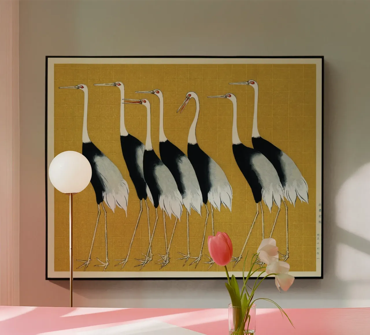 A traditional portrait of a flock of beautiful Japanese plexiglass da vintageshop