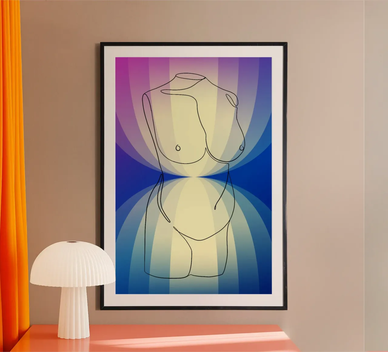 Body poster with wooden frame by AESTHETIC VIBES by Isabel