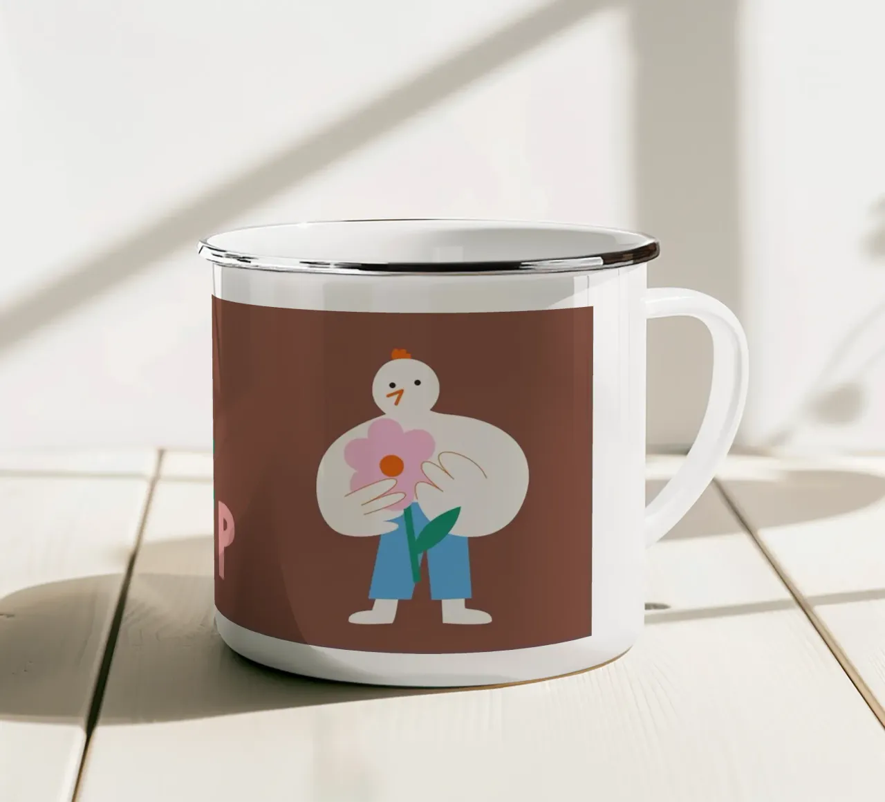 Piep Emaille Tasse von Susann Stefanizen