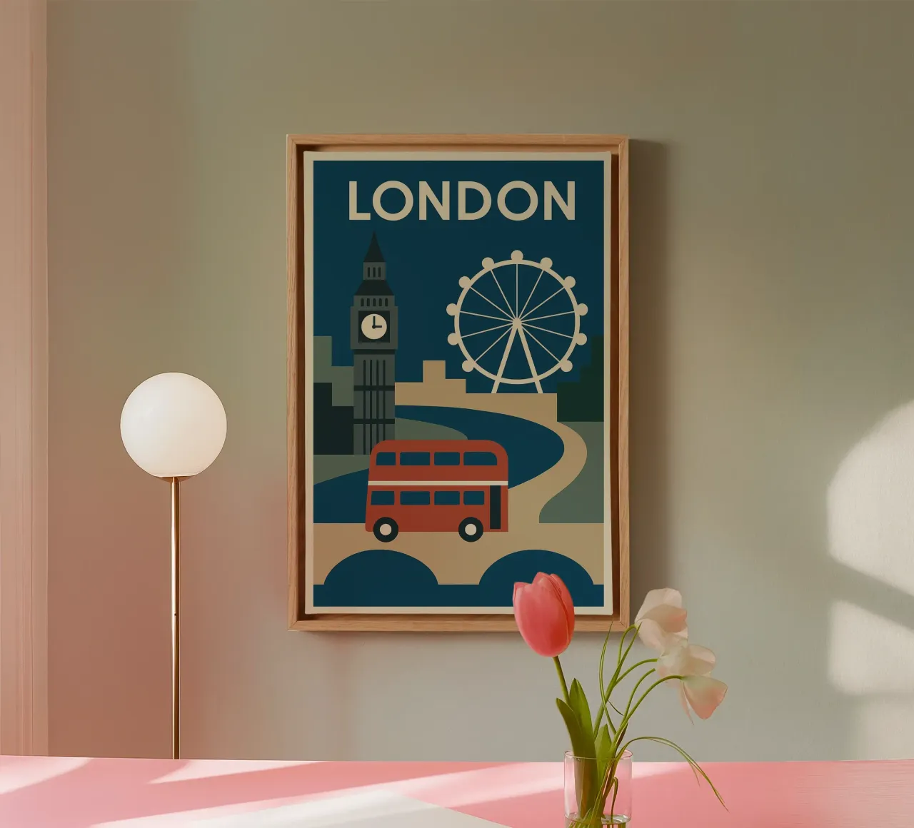 London minimal - The graphic elegance of the capital canvas with Floater frame by JETLAG | affiches voyage