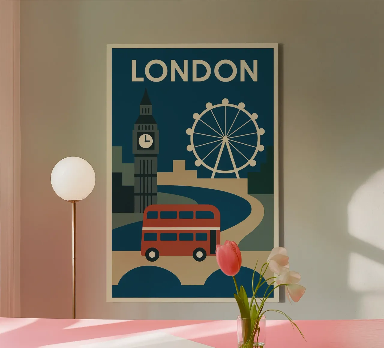 London minimal - The graphic elegance of the capital canvas with Floater frame by JETLAG | affiches voyage