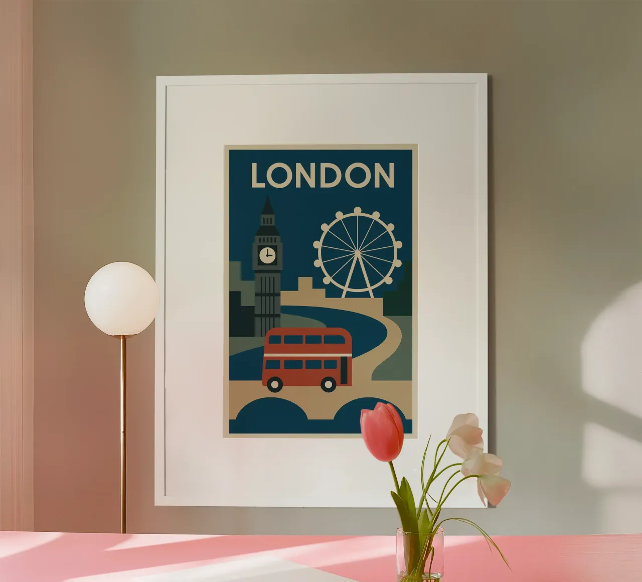 Londra minimal - L'eleganza grafica della capitale poster con telaio in plastica da JETLAG | affiches voyage