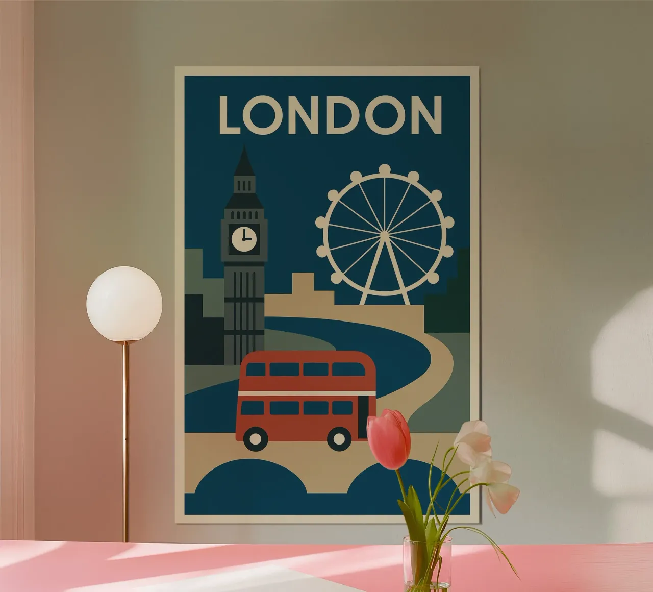 Londra minimal - L'eleganza grafica della capitale poster con telaio in plastica da JETLAG | affiches voyage