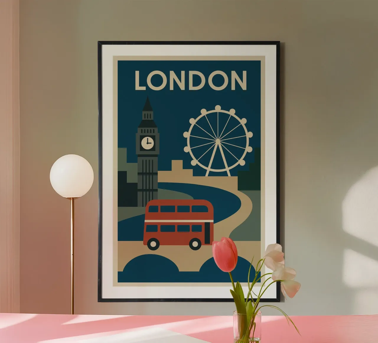 Londra minimal - L'eleganza grafica della capitale poster con telaio in plastica da JETLAG | affiches voyage