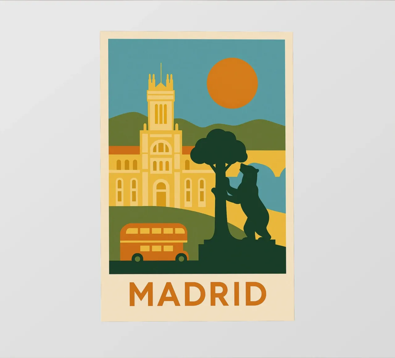 Madrid in solido - Sole, orso e grandezza pellicola backlit da JETLAG | affiches voyage