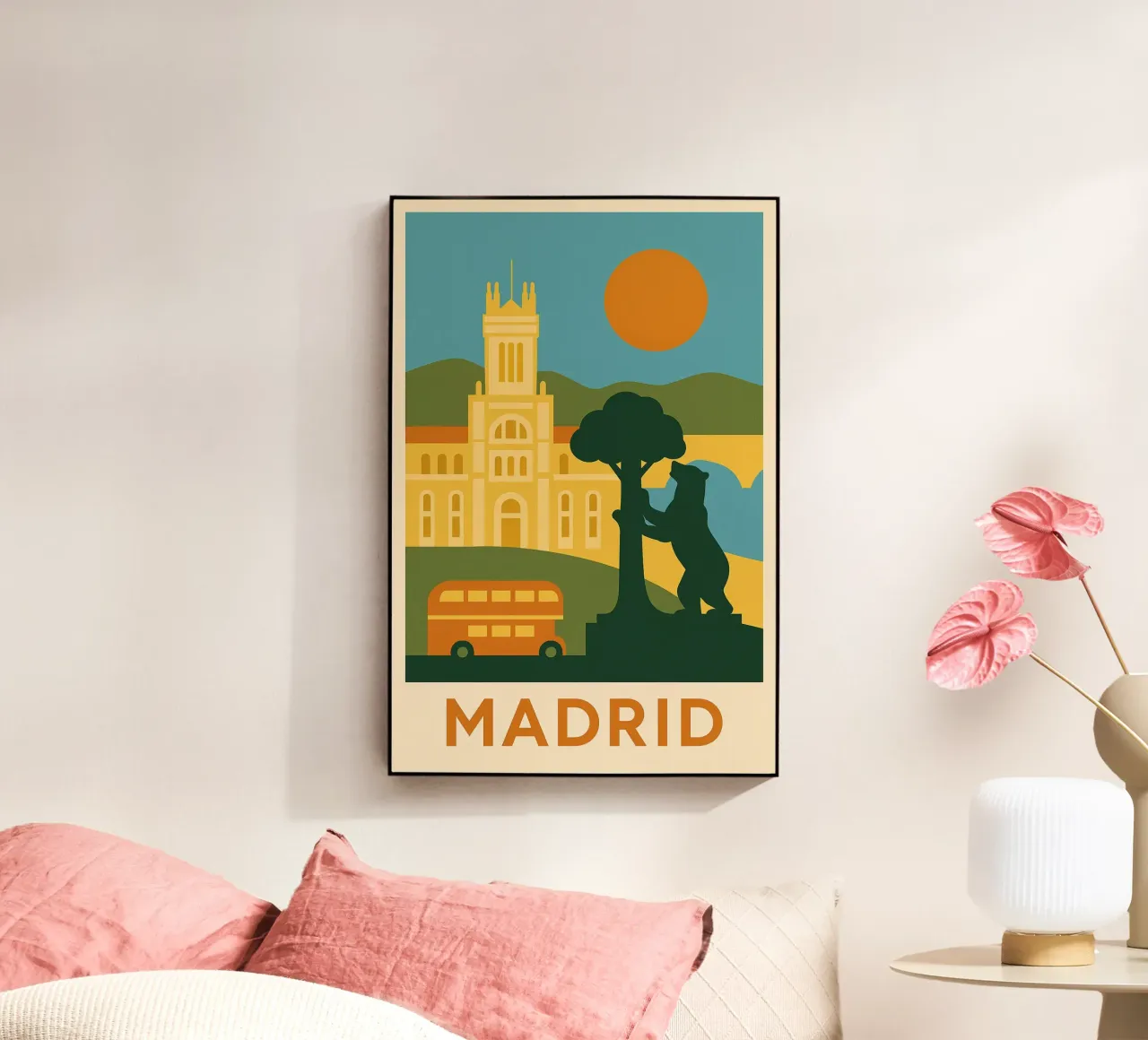 Madrid in solido - Sole, orso e grandezza plexiglass da JETLAG | affiches voyage