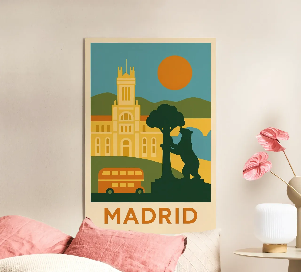 Madrid in solido - Sole, orso e grandezza plexiglass da JETLAG | affiches voyage