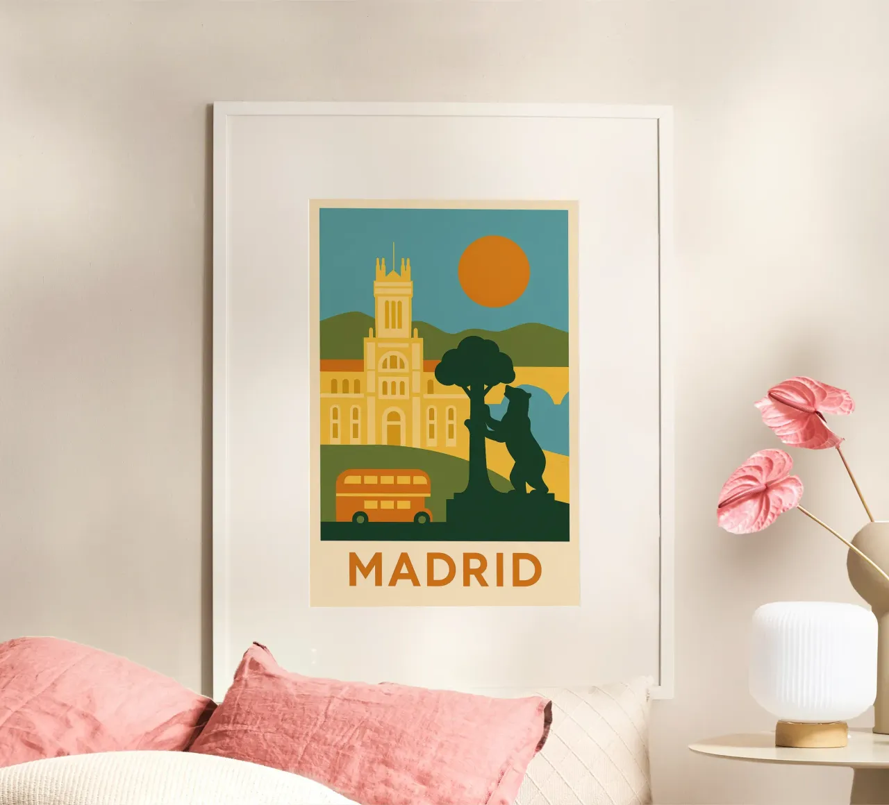 Madrid in solido - Sole, orso e grandezza carta hahnemühle da JETLAG | affiches voyage
