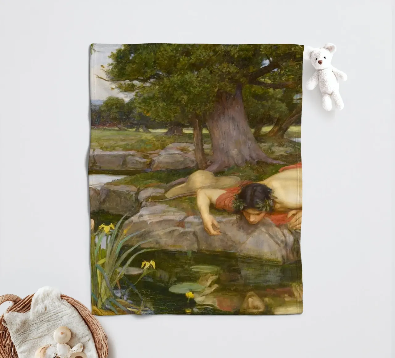 Eco e Narciso di John William Waterhouse coperta in pile da Venus Art