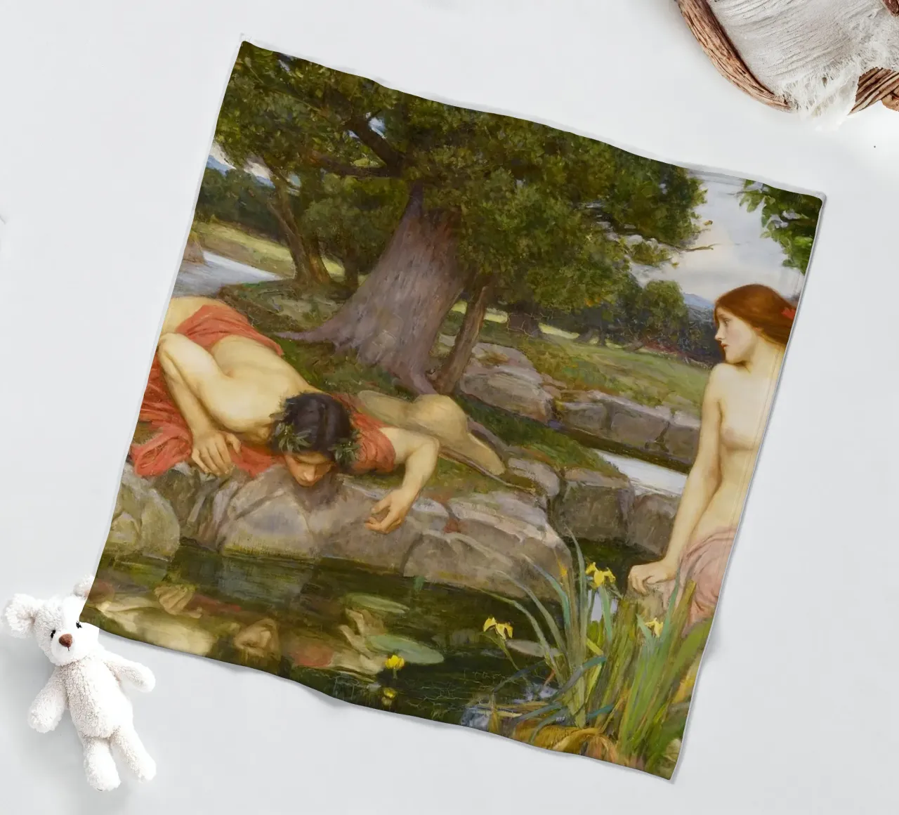 Eco e Narciso di John William Waterhouse coperta in pile da Venus Art