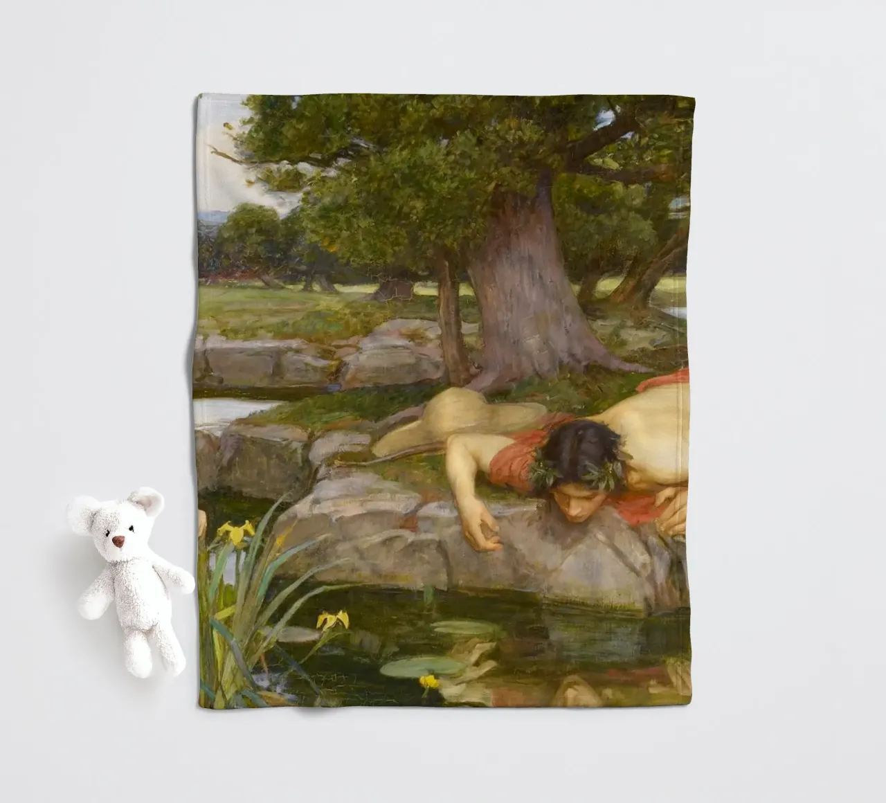 Eco e Narciso di John William Waterhouse coperta in pile da Venus Art